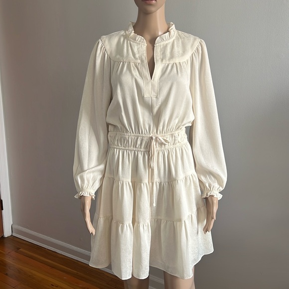 Current Air Dresses & Skirts - Current Air Long Sleeve Tiered Mini Dress in Ivory Size S